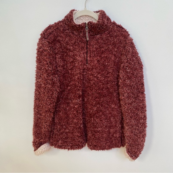 Weatherproof Vintage 1948 Cranberry Red‎ Faux Shearling Quarter Zip - Picture 7 of 7